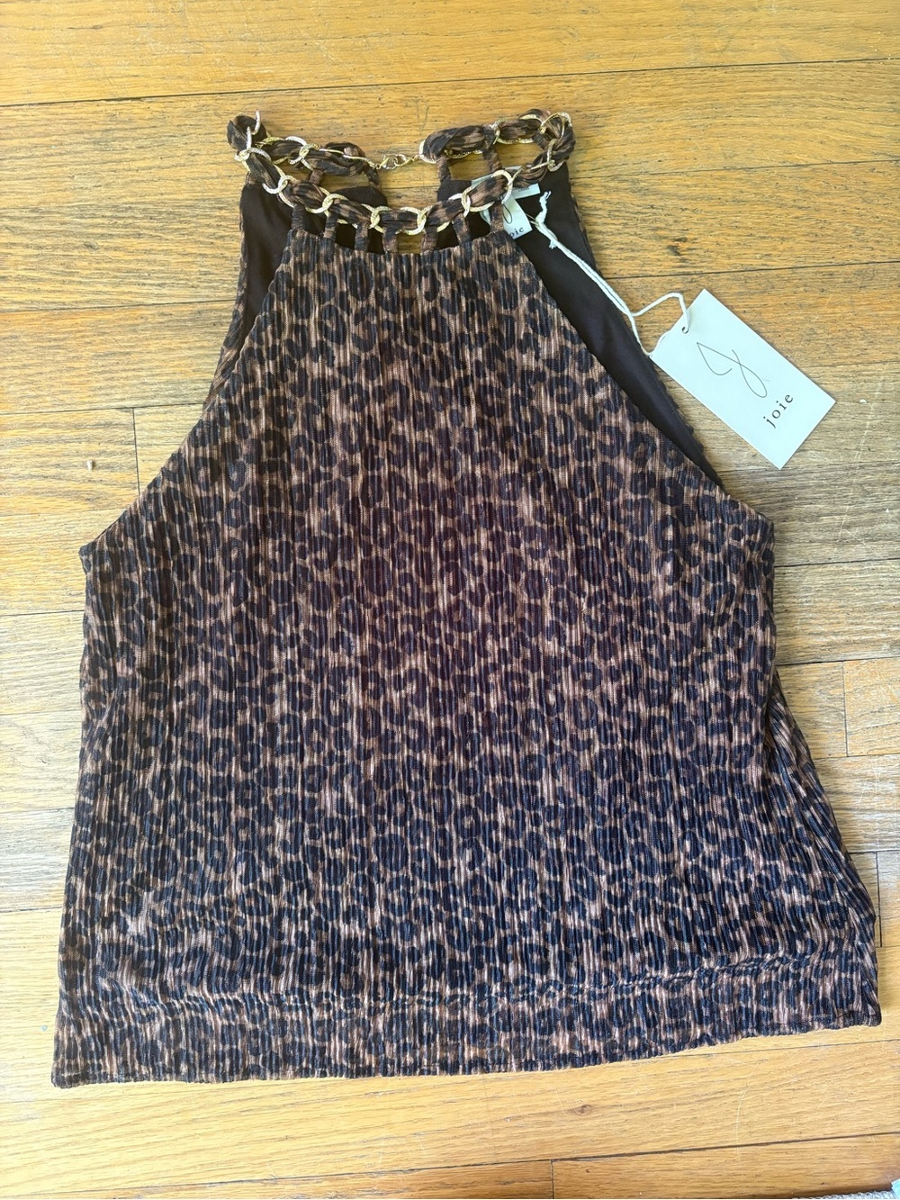 Joie Brown Leopard-Print Chain Halter Camisole